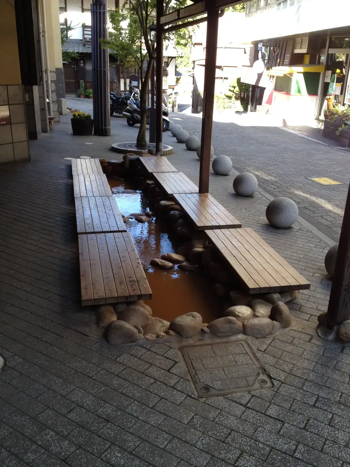 Public foot bath in Arima Onsen on a day trip from Kyoto to Kobe