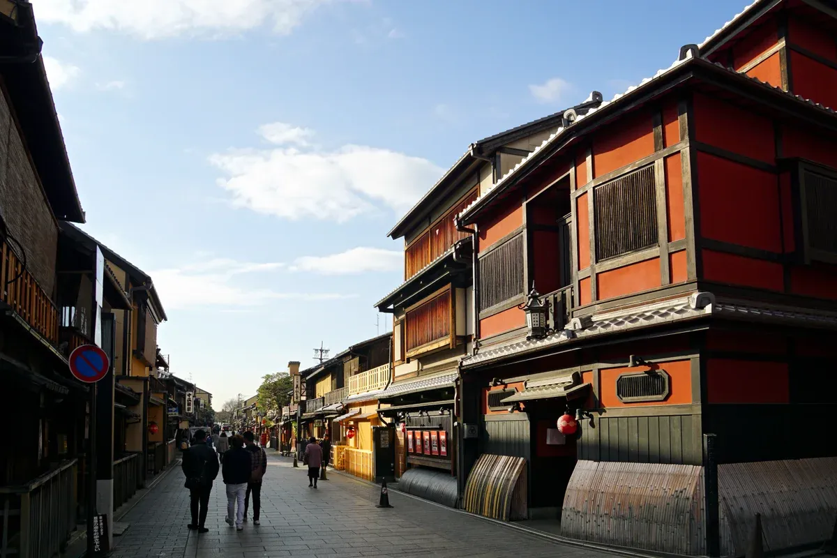 Wooden teahouses in Gion on a private Kyoto and Nara day tour from Kyoto
