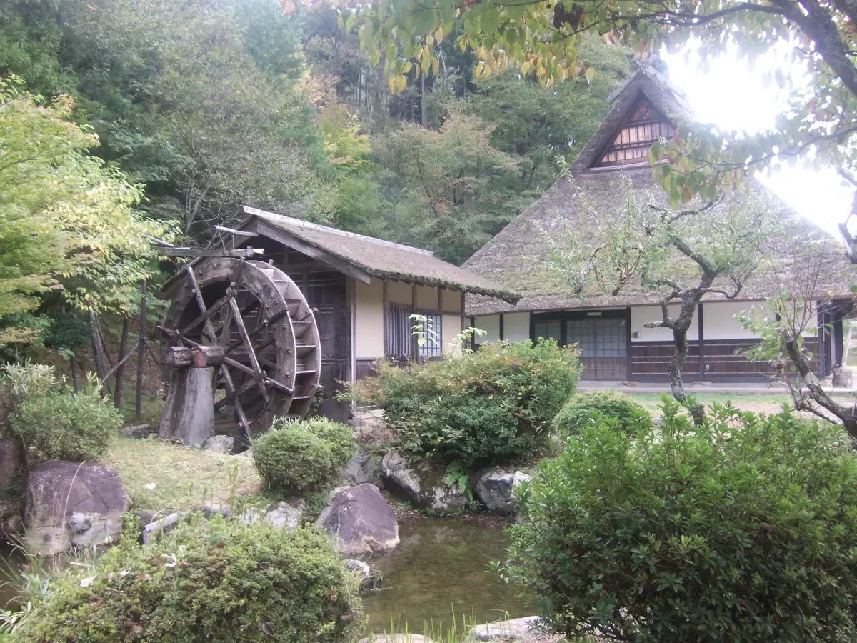 Thatched roof and water wheel in Miyama on an Amanohashidate, Ine and Miyama day tour from Kyoto