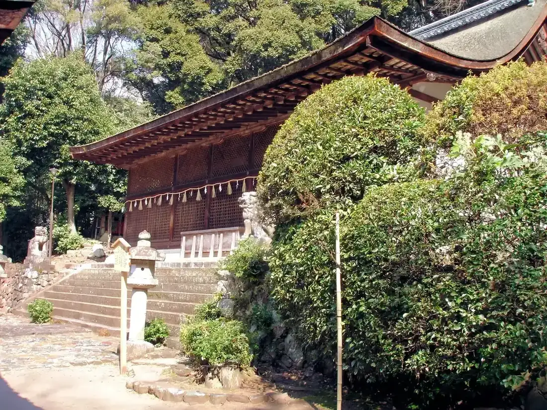 Ujigami Shrine main hall on a day trip from Kyoto to Uji